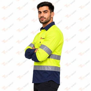 Camisa de Trabajo de Manga Larga para Hombre Tiierwear, de Alta Visibilidad, Resistente al Viento, Transpirable, de Algodón, con Reflectores de Seguridad, Uniforme de Construcción - Product Image 5