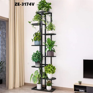 ZE-3174V Eco-Friendly Glazed Metal Plant Stand <b>Circular</b> <b>Shelf</b> Indoor Flower Pot Rack Modern Minimalist Design for Home Greenery - Product Image 1
