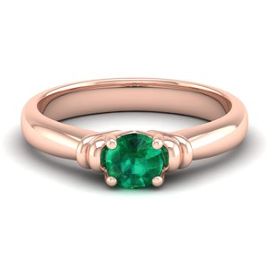 Bague solitaire en or massif 14 carats avec émeraude ronde de 0,5 carat, prix de gros REYES, bijoux fins pour femmes - Product Image 6