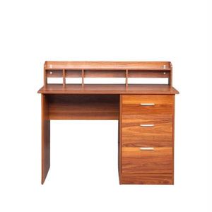 Scrivania per Computer in Truciolato Melaminico con Finitura Noce, 110x50x95cm, Tre Cassetti, con Spazio di Archiviazione - Product Image 3