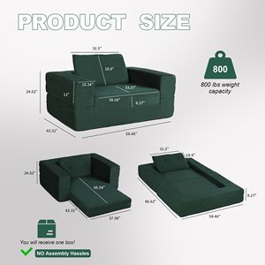 Divano Letto Moderno a Compressione per Adulti e Animali Domestici, in Tessuto Corduroy, Cuscino da Pavimento per Soggiorno e Camera da Letto, Nessun Montaggio Richiesto - Product Image 4