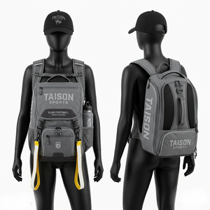 Sac de football américain en polyester premium 420 GSM, vert néon et gris, avec broderie personnalisée et logo par transfert thermique - Product Image 5