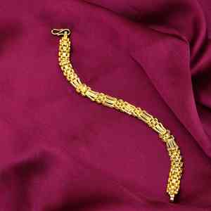 Bracelet à maillons carrés micro-plaqué or 14K/18K/24K pour hommes avec fermoir en S, bijoux de mode, bracelets en laiton. - Product Image 1