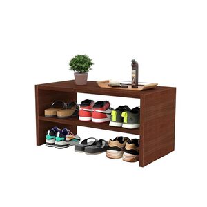 Woodworks Wooden Shoe <b>Rack</b> for Home, Chappal Slippers Organizer Stand I 2-Tier I Finish-Suede DIY (Walnut) - Product Image 5
