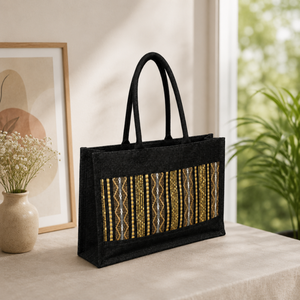 Sac de courses en jute laminé pliable et écologique avec poignée, réutilisable et imperméable | Fournisseur en gros de produits alimentaires de qualité supérieure avec logo personnalisé - Product Image 1