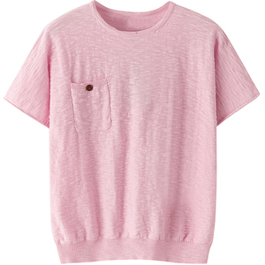 <b>Pink</b> <b>Women</b> Knit Pullover Crew Neck Short Sleeve Thin T Shirt Soft Breathable Casual <b>Top</b> - Product Image 3