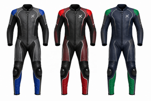 Combinaison de moto en cuir une pièce avec panneaux en mesh technique |   Noir Bleu |   Fabricant OEM ODM |   Qualité de conception haut de gamme | Vêtements de course - Product Image 5