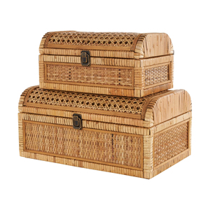 Woven Rattan <b>Storage</b> <b>Boxes</b> Set With Lid Handmade Rattan Cane Organizer Box Decorative <b>Storage</b> Case Home Organization Basket - Product Image 1