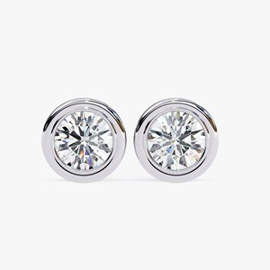 Pendientes de Diamante Cultivado en Laboratorio con Bisel Redondo de 1 Quilate, Oro Amarillo de 14K, Joyería Minimalista para Boda, Regalo para Mujer - Product Image 2