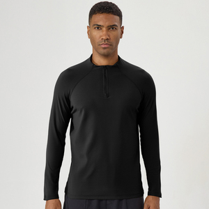 Suéter de Manga Larga con Cierre de Cremallera para Hombre, Color Sólido, Tejido Transpirable de Secado Rápido, Cuello Redondo, Corte Regular, 100% Algodón, Ropa de Otoño - Product Image 3