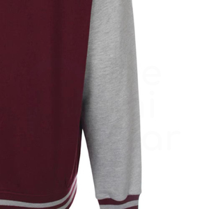เสื้อแจ็คเก็ตวาร์ซิตี้สีแดงเลือดหมูสำหรับผู้ชาย พร้อมลายปักรูปสิงโต สไตล์พรีปปี้ ปกคอเสื้อพับได้ ทรงปกติ เหมาะสำหรับใส่ในฤดูใบไม้ร่วง - Product Image 4