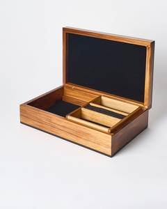 Boîte de rangement en bois rustique artisanale, rectangulaire, en bois massif, finition naturelle, organisateur de bijoux, capacité de 10 à 20 L - Product Image 3