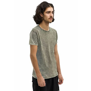 T-shirts OEM de haute qualité 100 % coton délavé à l'acide pour hommes, respirants, séchage rapide, écologiques, décontractés, noirs unis, col rond, style vintage et hip-hop - Product Image 4