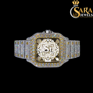 Montre personnalisée de luxe automatique à cadran moissanite de haute qualité, boîtier en acier fabriqué à la main, cadran analogique en verre de 20mm, tenue de fête pour fenêtre - Product Image 3