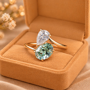 White Green Moissanite <b>Ring</b> For Wedding <b>Open</b> Band 925 Silver Moissanite Toi Et Moi <b>Ring</b> Minimalist Promise Anniversary <b>Ring</b> - Product Image 1