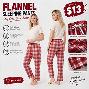 Women Flannel <b>Plaid</b> Pajama <b>Pants</b> 100% Cotton Mid Waist Ankle-Length Sleeping Trouser Casual Winter Sleepwear Straight Fit <b>Pant</b> - Product Image 3