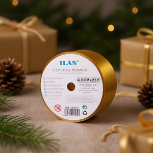 ริบบิ้นของขวัญอิลัน ขนาด 4.0 ซม. x 25 หลา สีทอง สำหรับบรรจุภัณฑ์ - Product Image 3