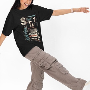 Women's <b>Black</b> Cotton Crew Neck Super Soft T-Shirt Loose Fit Short Sleeve Casual Solid Color Jersey Fabric All Seasons Wear - Product Image 2