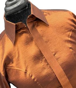 Chemise de spectacle western Cowgirl faite à la main sur tissu taffetas extensible cuivre - Product Image 2