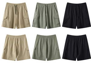 Pantalones Cortos Bermuda de Lona de Primera Calidad para Hombre, Tejido Transpirable Ecológico Digital, Cierre con Cordón, Diseño Sólido, Estilo Cargo - Product Image 2