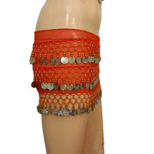 Pañuelo de cadera para danza del vientre, falda de danza del vientre con monedas brillantes, equipo de disfraz de baile, EE. UU. - Product Image 1