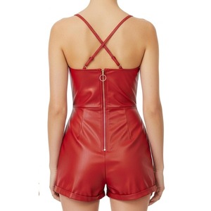 Red Lambskin <b>Romper</b> Festival Jumpsuit <b>Women</b>’s Slim Fit Party & Cosplay Outfit - Product Image 2