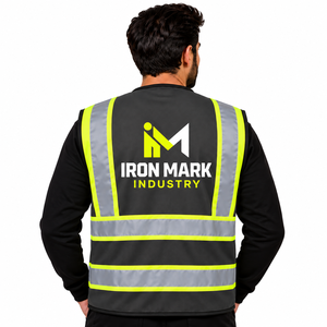 เสื้อกั๊กนิรภัยสะท้อนแสงแบบมองเห็นได้ชัดเจน ยี่ห้อ Iron Mark สำหรับทุกเพศทุกวัย ชุดทำงานแบบ Hi Vis ได้รับการรับรองมาตรฐาน CE พร้อมระบบตรวจจับเข็ม และโลโก้พิมพ์สกรีน - Product Image 2