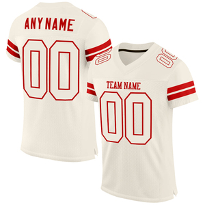 เสื้อฟุตบอลอเมริกันแบบสั่งทำพิเศษ OEM พร้อมงานปัก ไซส์ใหญ่สำหรับผู้ใหญ่ ป้องกันแบคทีเรีย ระบายอากาศได้ดี แห้งเร็ว คอวี - Product Image 3