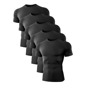 Men's <b>Compression</b> <b>Shirts</b> Short Sleeve White <b>Black</b> Spandex Polyester Breathable UPF50+ Eco-Friendly Quick Dry Seamless Fitting - Product Image 6