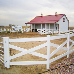 Valla de plástico blanca para caballos, tipo Crossbuck, con rieles divididos, de vinilo, para corrales y paddocks. - Product Image 1