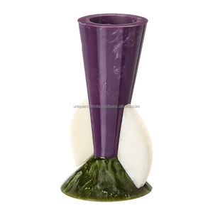 Handcrafted <b>Tall</b> Frosted Blue Resin <b>Vase</b> | Modern Cylindrical Flower Holder | Elegant Luxury Home Decor - Product Image 4