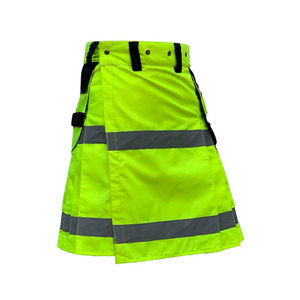 Kilt de bombero verde neón para hombre con cinta reflectante, kilt utilitario, kilt moderno de moda escocesa - Product Image 4