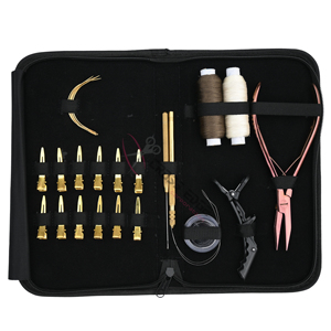 Hair <b>Extension</b> Tools Kit Rose Gold Hair <b>Extension</b> Plier <b>Bead</b> Threading Loop Set Clear <b>Bead</b> Container Weaving Thread Set for Hair - Product Image 6