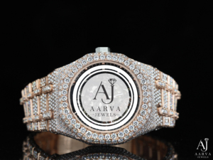 Aarva Jewels Luxury Mechanical <b>Watch</b> <b>Case</b> 25mm Stainless Steel Moissanite Band Digital Dial Sapphire Crystal Auto Date Hip Hop - Product Image 1