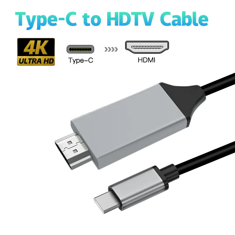 Loại C để HDMI USB 3.1 để HDMI tương thích Bộ chuyển đổi cáp loại C để HDTV 30Hz 4k USB C Cáp mở rộng Bộ chuyển đổi cho Macbook PC màn hình