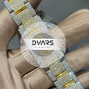 Reloj de Pulsera Hip-Hop de Aleación de Platino, Cristal con Incrustaciones de Diamantes Moissanite Color D VVS1, Correa de 20 mm, Diseño de Lujo - Product Image 4