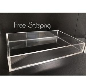 Plateau de service en acrylique durable pour événements, design contemporain transparent, compatible lave-vaisselle, 20x30cm, vaisselle élégante pour l'organisation de fêtes - Product Image 1