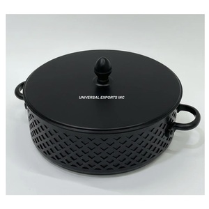 Olla térmica metálica con acabado negro mate, de calidad superior, hecha a mano, para mesa, decorativa, para calentar alimentos. - Product Image 1