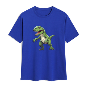 T-shirt vert pour homme avec imprimé dinosaure de dessin animé, col rond, manches courtes, jersey décontracté, coupe classique, logo sur le devant - Product Image 4