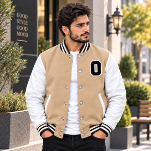 Veste universitaire personnalisée, veste Letterman personnalisée, veste à manches en cuir véritable. Personnalisation du nom, du numéro, du logo et de la broderie - Product Image 3