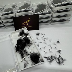 Eyelash <b>Cluster</b> Extensions Handmade Synthetic Hair High Quality 10D/14D/16D/20D Natural Look Black Matte Pointy Base Eco Box - Product Image 3