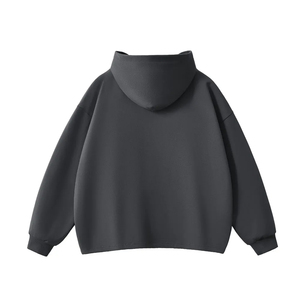 เสื้อฮู้ดดี้สไตล์อเมริกัน หนัก 420GSM ลายบาติกสีน้ำเงินฟอก ลุคดิสเทรส ทรงหลวม แต่งลายคอลลาจ แนวมหาวิทยาลัย สำหรับผู้ชาย ทันสมัย - Product Image 2