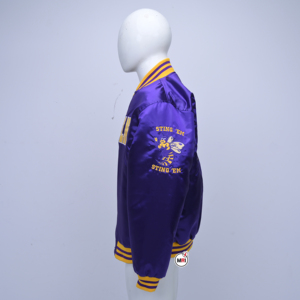 Lincoln Mens Satin Jacket Purple Yellow Satin Full Sleeve Letter Printing Turn-<b>down</b> Collar Regular Length High Quality Jackets - Product Image 4