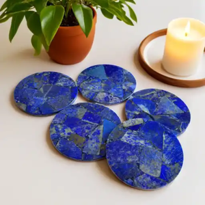 Juego de Posavasos de Piedra Natural de Lapislázuli |   Cuerpo de Piedra Metamórfica Densa |   Elegante Decoración de Mesa de Lujo |   4 Pulgadas - Product Image 3