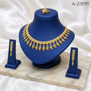 Juego de Joyería de Moda con Circonitas Ovaladas Chapadas en Oro de 24K, Collar y Aretes para Mujer, para Bodas y Fiestas - Product Image 3