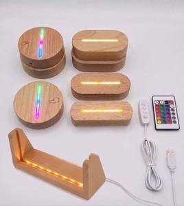 ไฟกลางคืน LED RGB รูปทรงไม้กลม ควบคุมการเปลี่ยนสีด้วยระบบสัมผัส พร้อมรีโมทหรี่แสงได้ เหมาะสำหรับห้องนอน ดีไซน์มินิมอล - Product Image 3