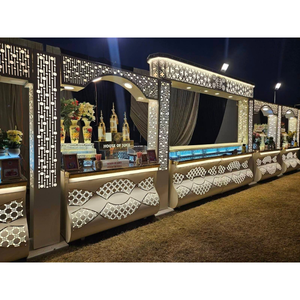 Comptoir de buffet modulaire en acier et bois, finition dorée - Product Image 1