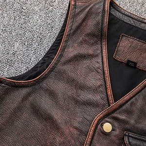 Nuevo Chaleco de Cuero de Diseño Casual, Prenda Exterior Vintage de Alta Calidad, Chalecos de Cuero Genuino Marrón Oscuro, Chaquetas sin Mangas CP-MLV-01 - Product Image 3