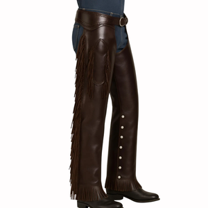 Cuissardes d'équitation western en cuir véritable avec fermeture éclair, logo personnalisé, pour hommes, femmes, unisexe, adulte - Product Image 1