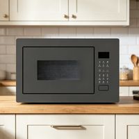 Four à micro-ondes électrique encastrable moderne noir 23L avec commande tactile et porte en verre noir pour camping-car et usage domestique contemporain